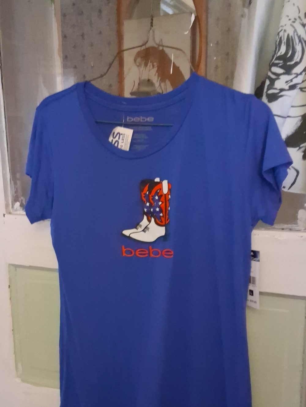 bebe Royal Blue Short-Sleeve Tee with Western Boot Graphic
